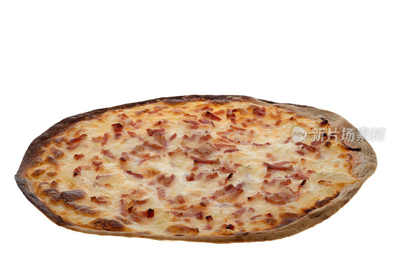 Flammkuchen or tarte flambée - white background